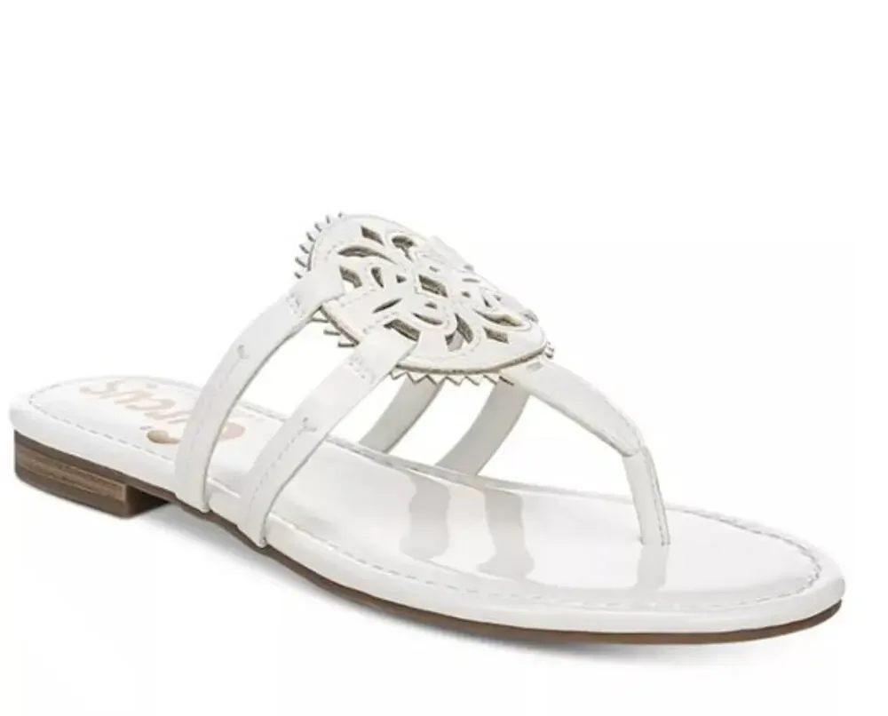 Circus By Sam Edelman Canyon White Vegan Leather Medallion Flat Sandals Size 9.5